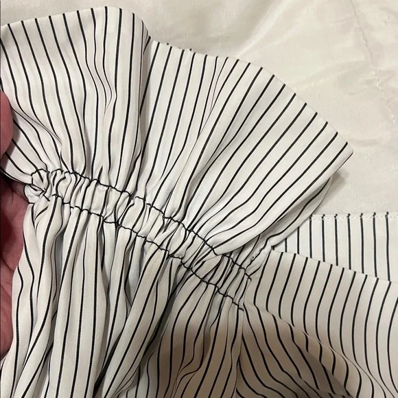 Lea & Viola Black and White Striped Off-Shoulder Blouse - Picture 8 of 10